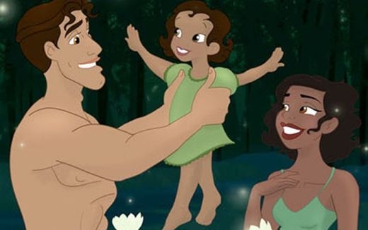 Hạnh phúc hình ảnh nhân vật Disney lập gia đình và có con